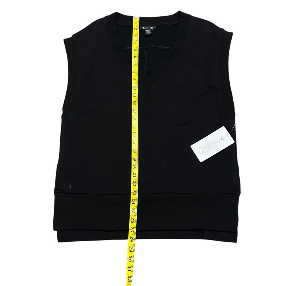 Athleta New Retroterry V-Neck Top Black Minimalist Chic Size Medium - Picture 9 of 9